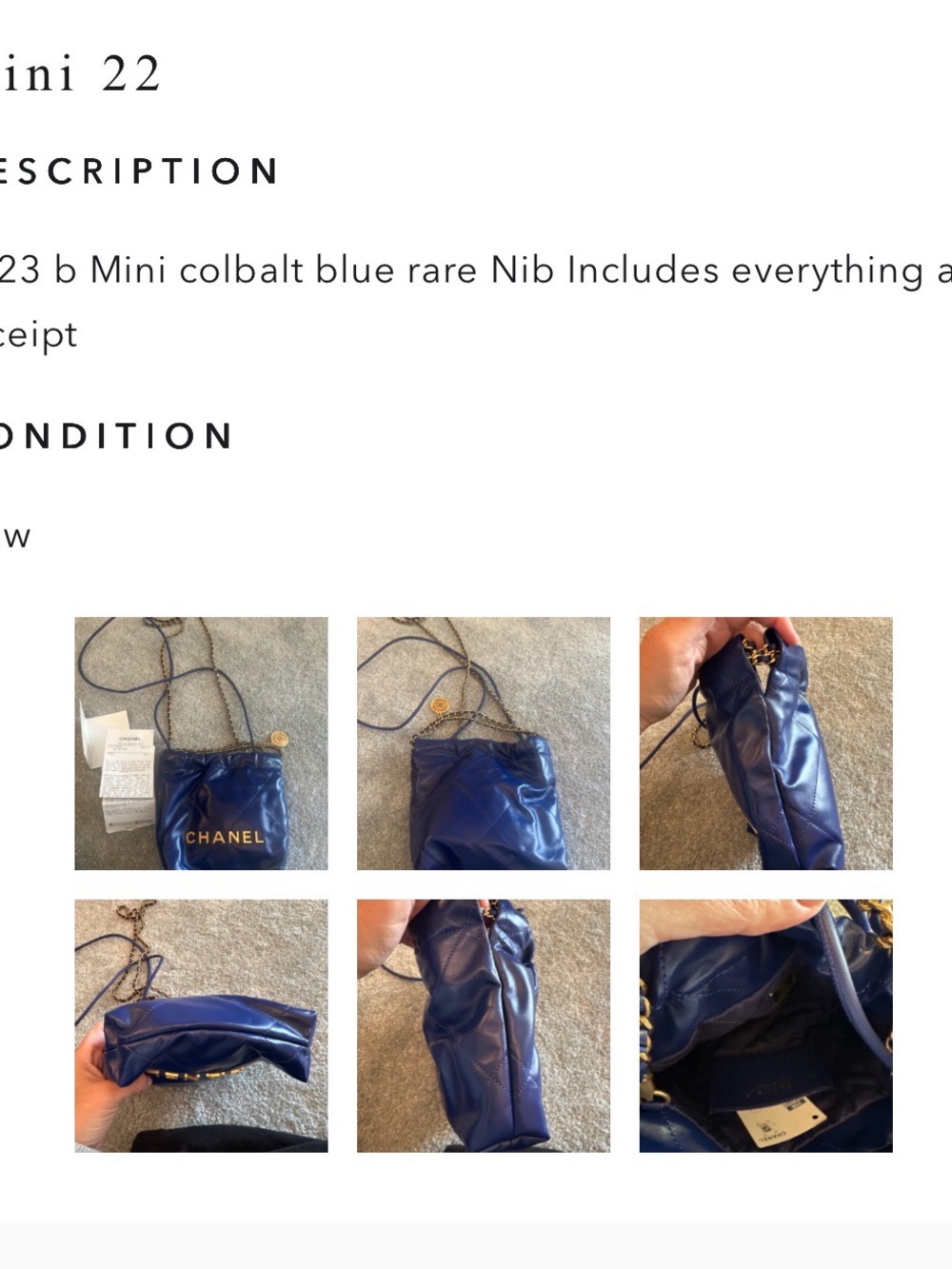 CHANEL Mini Shoulder Bag in Cobalt Blue with Gold-Tone Hardware